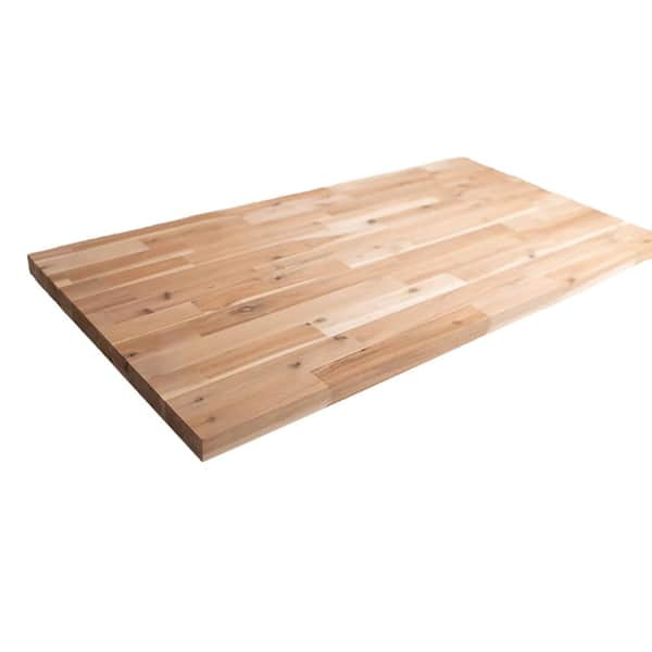 HARDWOOD REFLECTIONS 8 ft. L x 25 in. D Unfinished Acacia Solid Wood Butcher Block Countertop With Square Edge