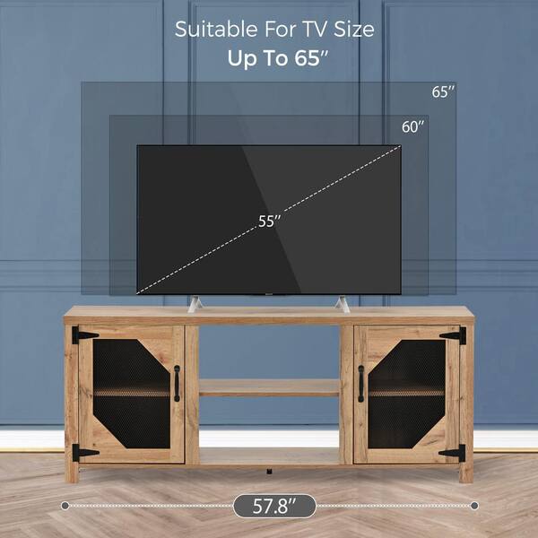 Polibi Brown TV Stand Fits TV s up to 65 in. with 3 Levels