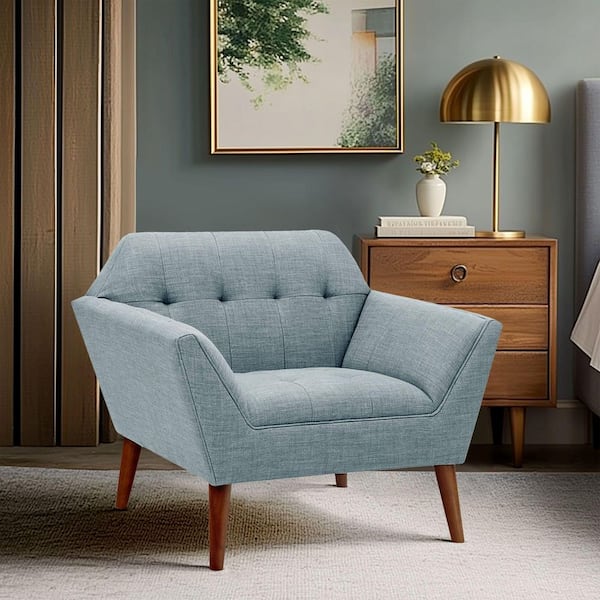 INK+IVY Newport Light Blue Tufted Lounge Arm Chair