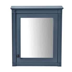 24 in. W x 7.13 in. D x 27.76 in. H Wall Mounted Bathroom Storage Wall Cabinet with Mirror in Blue