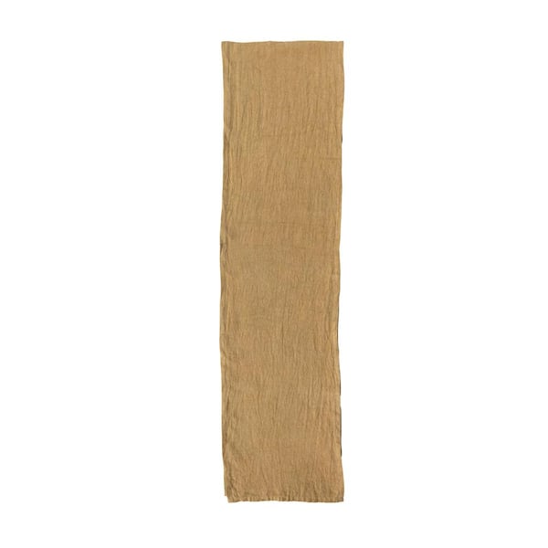 14 in. W x 108 in. L Mustard Yellow Solid Stonewashed Linen Table Runner