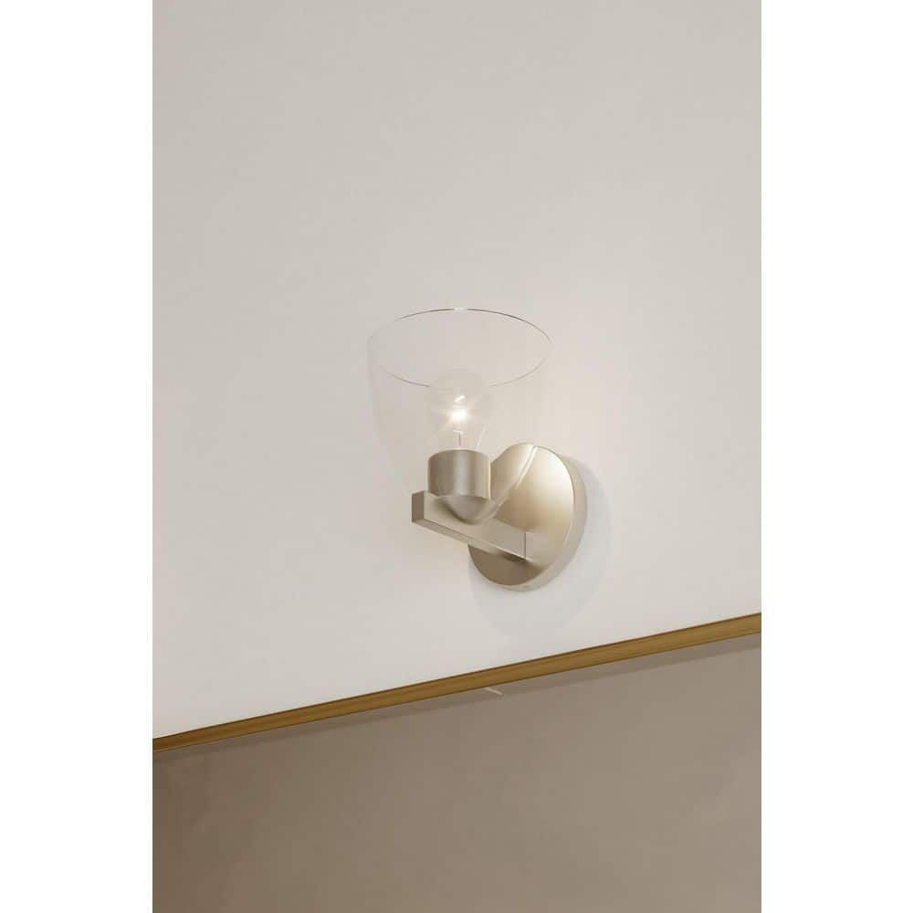 Noellea 6.5 in. 1-Light Brushed Nickel Vanity Light with Clear Glass Shade price history on PriceWatchPro