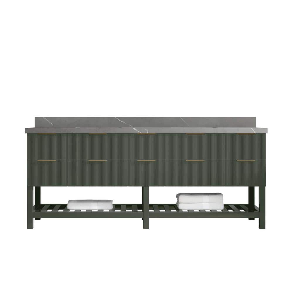 Willow Collections Catalina 84 in. Double Sink Freestanding Pewter ...