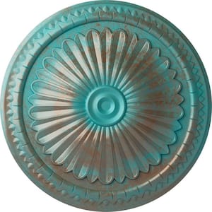 15 in. x 1-3/4 in. Alexa Urethane Ceiling Medallion (Fits Canopies upto 3 in.), Hand-Painted Copper Green Patina