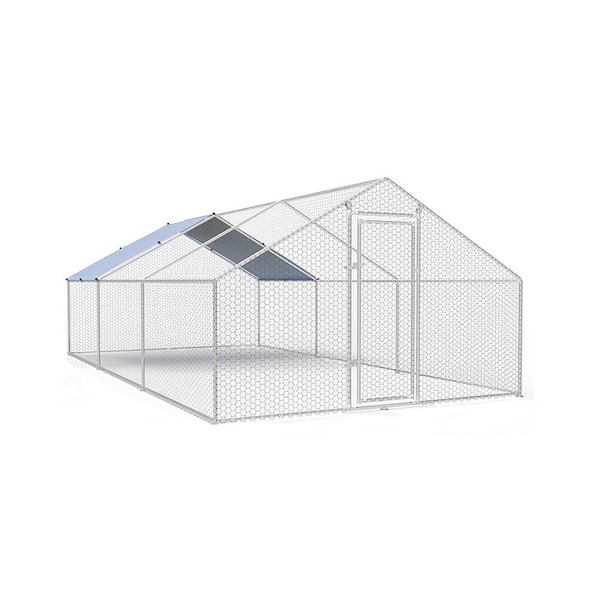 Tidoin 19.69 ft. W x 9.84 ft. D x 6.56 ft. H 0.00444-Acre Metal In-Ground Chicken Coop with 1 Door and Sharp Top