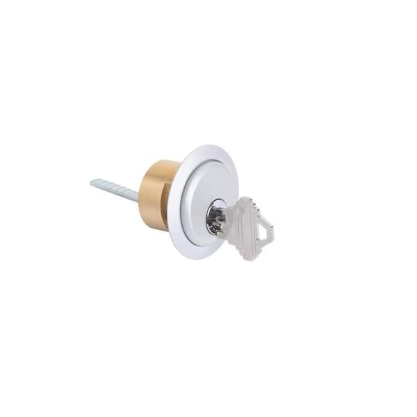 Global Door Controls 1 in. Brass Aluminum Keyed Rim Mortise Cylinder with 5 Pin Keyway