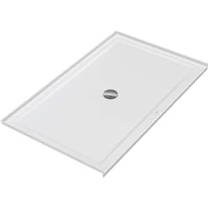 Architec 60 in. L x 36 in. W Alcove Shower Pan Base with Center Drain in White