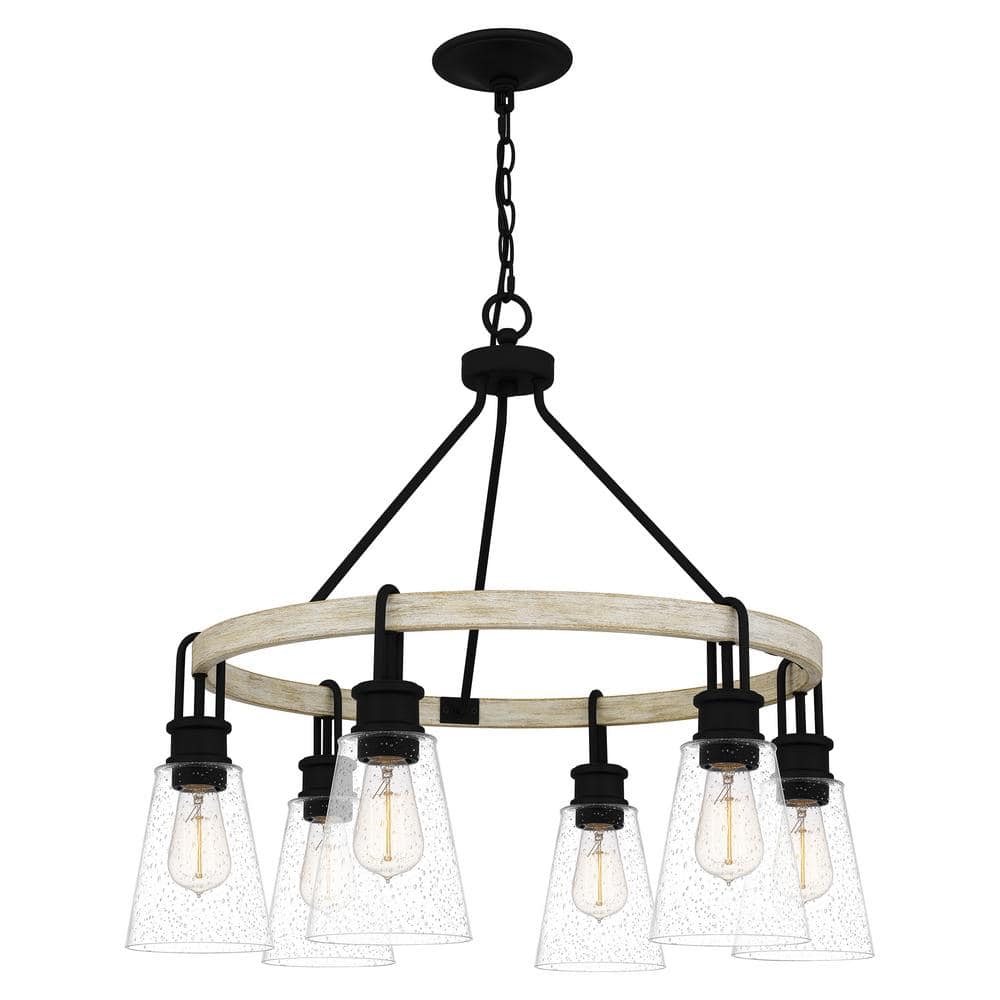Kingsbridge Earth Black 6-Light Wagon Wheel Chandelier