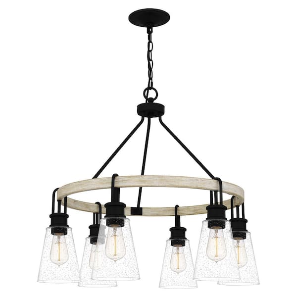 Quoizel Kingsbridge 6-Light Earth Black Chandelier with Clear Seeded