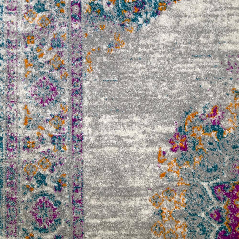 Ivory and Multicolor Medallion Synthetic 5x8 Area Rug