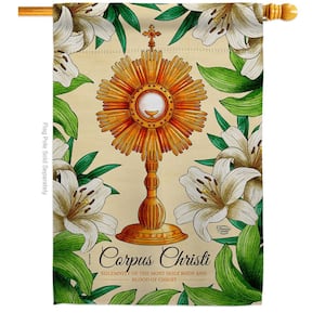 28 in. x 40 in. Lilys Corpus Christi First Communion House Flag Double-Sided Religious Decorative Vertical Flags