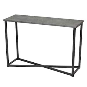 45 in. Concrete/Brown Rectangle Metal Console Table