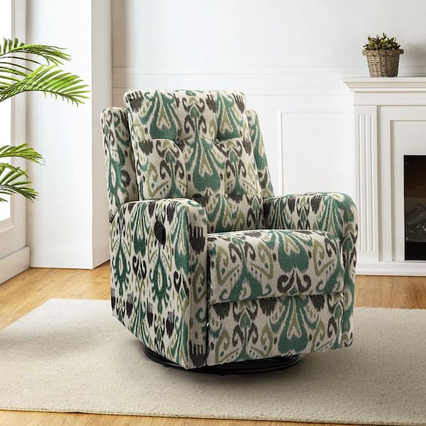 ARTFUL LIVING DESIGN Felipe Turquoise Wingback Swivel Rocker Recliner with Metal Base