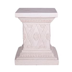 18 in. H Light Aged White Cast Stone Fiberglass Pedestal