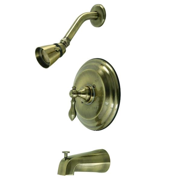 Kingston Brass American Classic Single-Handle 1-Spray Tub and Shower Faucet in Antique Brass (Valve Included)