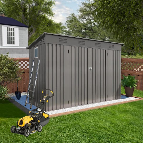 Cesicia 9 ft. W x 4 ft. D Metal Outdoor Storage Shed with Sloping