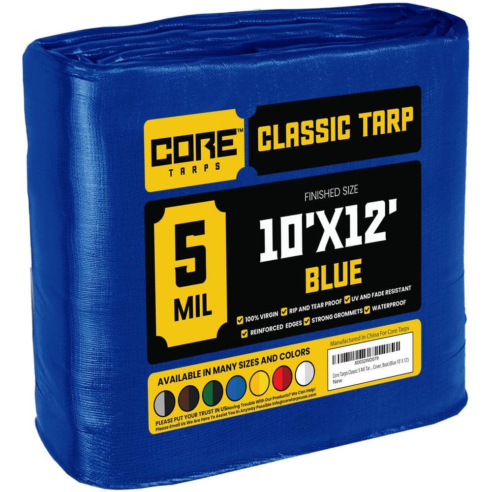 CORE TARPS 10 ft. x 12 ft. Blue 5 Mil Heavy Duty Polyethylene Tarp