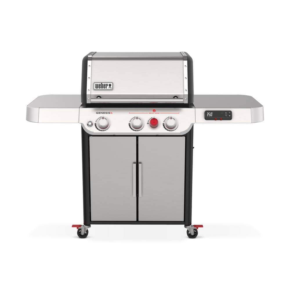 Weber Genesis Smart SX-325s 3-Burner Propane Gas Grill in Stainless Connect Smart Grilling Technology - The Home Depot