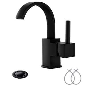 Single Handle Bathroom Sink Faucet, 1-Hole Waterfall RV Bathroom Faucet for 1-Hole or 3-Hole in Matte Black