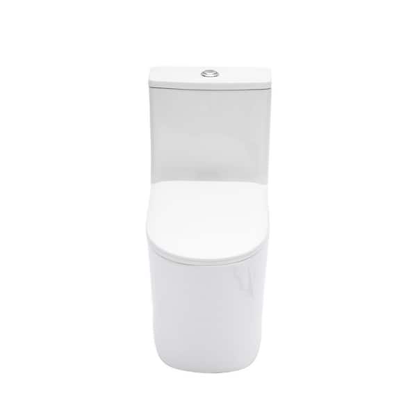 27 in. 1-Piece 1.1/1.6 GPF Dual Flush Elongated Toilet in White Seat Included