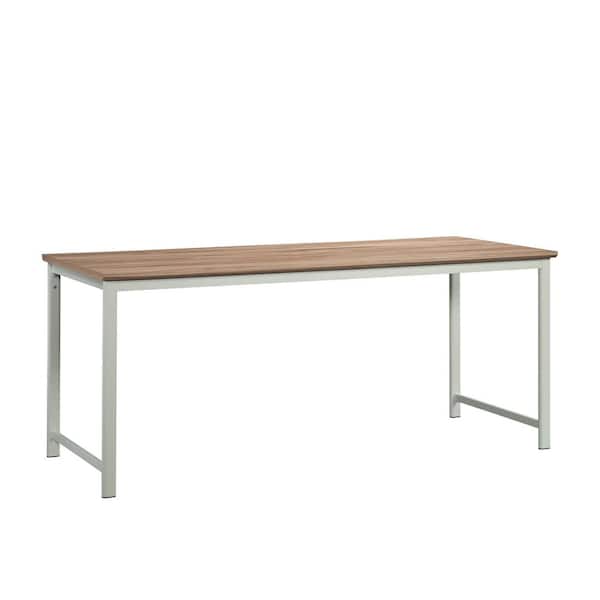 WORKSENSE Bergen Circle 71.102 in. Kiln Acacia Writing Desk or Worktable with Melamine Top and Metal Frame