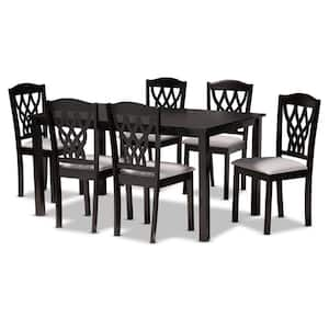 Salem 7-Piece Grey and Dark Brown Dining Set