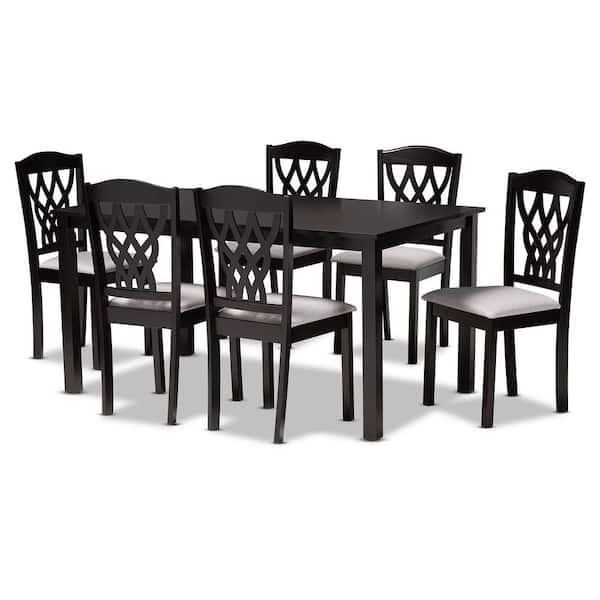 Baxton Studio M 7 Piece Grey And, Gray And Dark Brown Dining Room Set