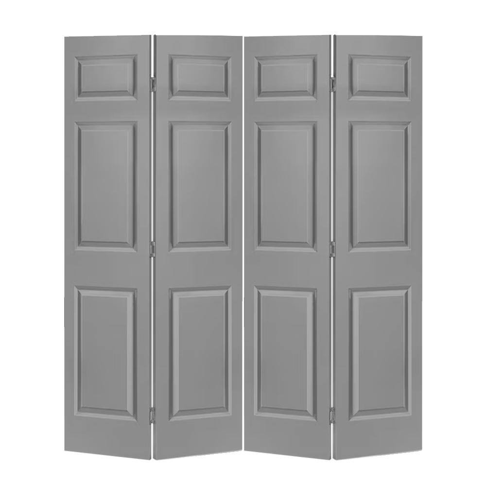 48 in. x 84 in. Hollow Core 6 Panel Light Gray Painted MDF Composite Bi-Fold Double Closet Door with Hardware Kit price history on PriceWatchPro