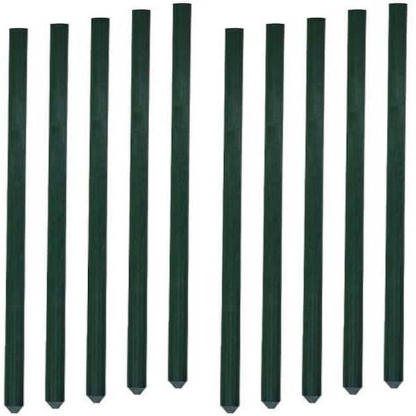 Ecostake Solid Garden Stakes Fiberglass Poles Fence Post Heavy-Duty Plant Stakes for Tomatoes, 6 ft., Dark Green (50-Pack)
