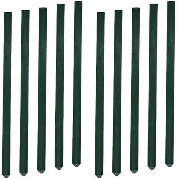Solid Garden Stakes Fiberglass Poles Fence Post Heavy-Duty Plant Stakes for Tomatoes, 6 ft., Dark Green (50-Pack)