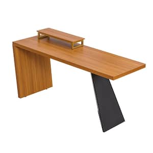 63 in. Brown Rectangular Wood Computer Desk, Rustic Industrial Wooden Writing Desk