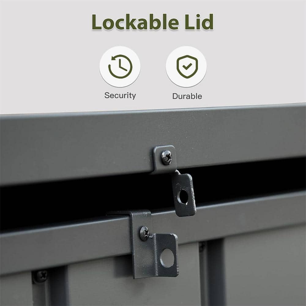 Dark Gray 120 Gallon Lockable Plastic Deck Box with Wheels