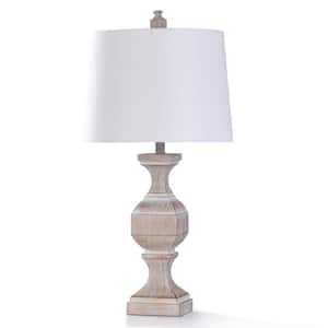 Malta 30.5 in. Washed Cream Stone Colored Resin Bedside Lamp