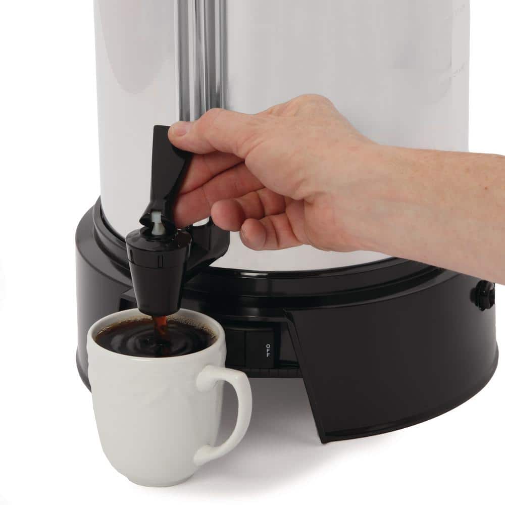 Polished Aluminum 55-Cup Commercial Coffee Urn with Automatic Temperature Control