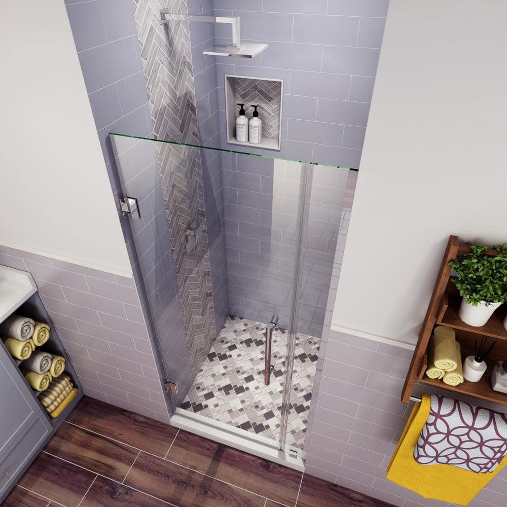 Belmore 36'' x 72'' Frameless Hinged Shower Door in Clear Tempered Glass and Stainless Steel