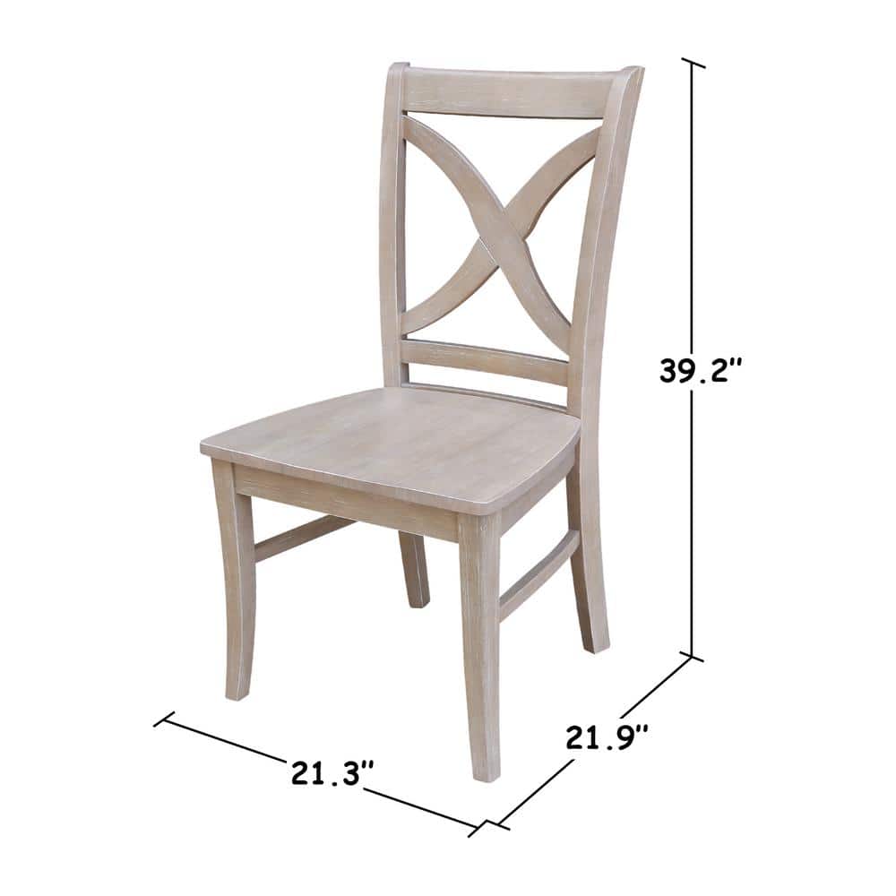 Vineyard Washed Gray Taupe Solid Wood Cross-Back Side Chair