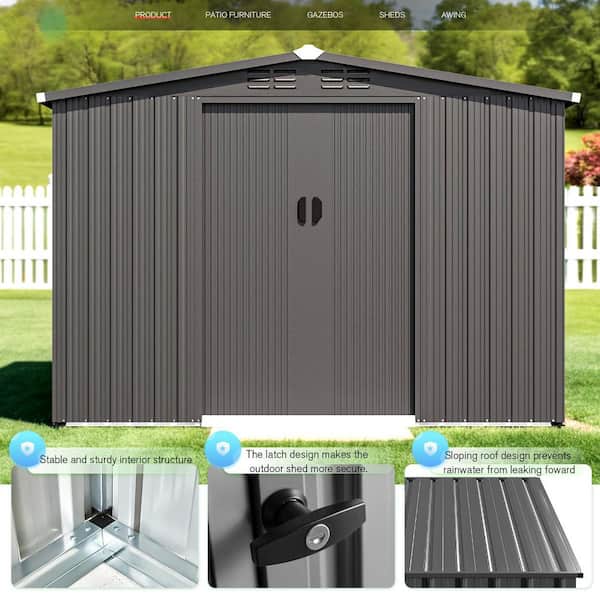 AECOJOY 8 ft. W x 6 ft. D Metal Shed with Design of Lockable Doors