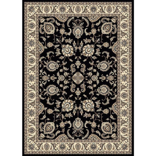 Unbranded Alba Black 3 ft. x 5 ft. Traditional Oriental Floral Area Rug