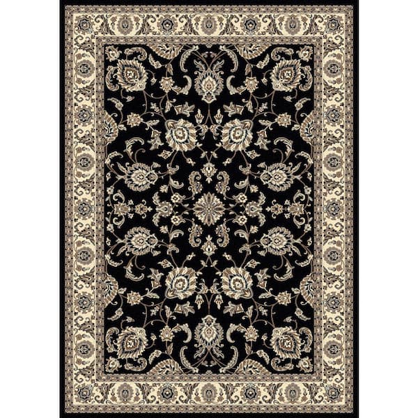 Unbranded Alba Black 3 ft. x 5 ft. Traditional Oriental Floral Area Rug