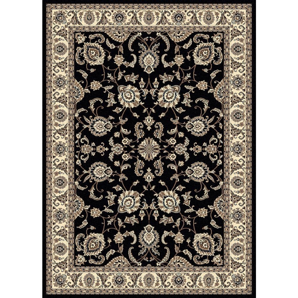Alba Black 8 ft. x 11 ft. Traditional Oriental Floral Area Rug