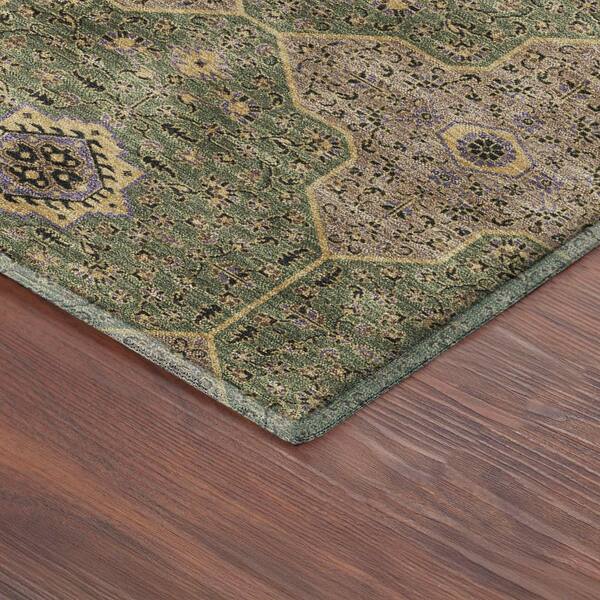 Mayfield Premium Machine Washable Abstract AMF2410 Olive 10 ft. x 14 ft. Area Rug
