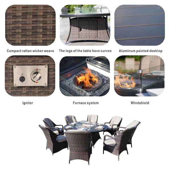moda furnishings Copper Coins Brown 9-Piece Wicker Round