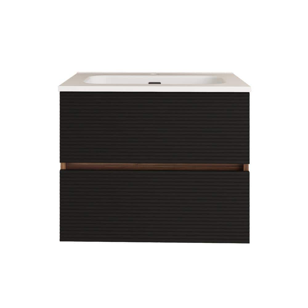 24 in. W x 18 in. D x 20 in. H Single Sink Wall Mounted Bath Vanity in Brown with White Ceramic Top price history on PriceWatchPro