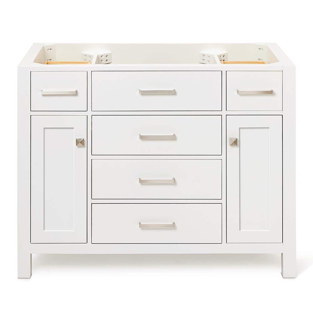 White Solid Wood 42" Freestanding Single Vanity Cabinet