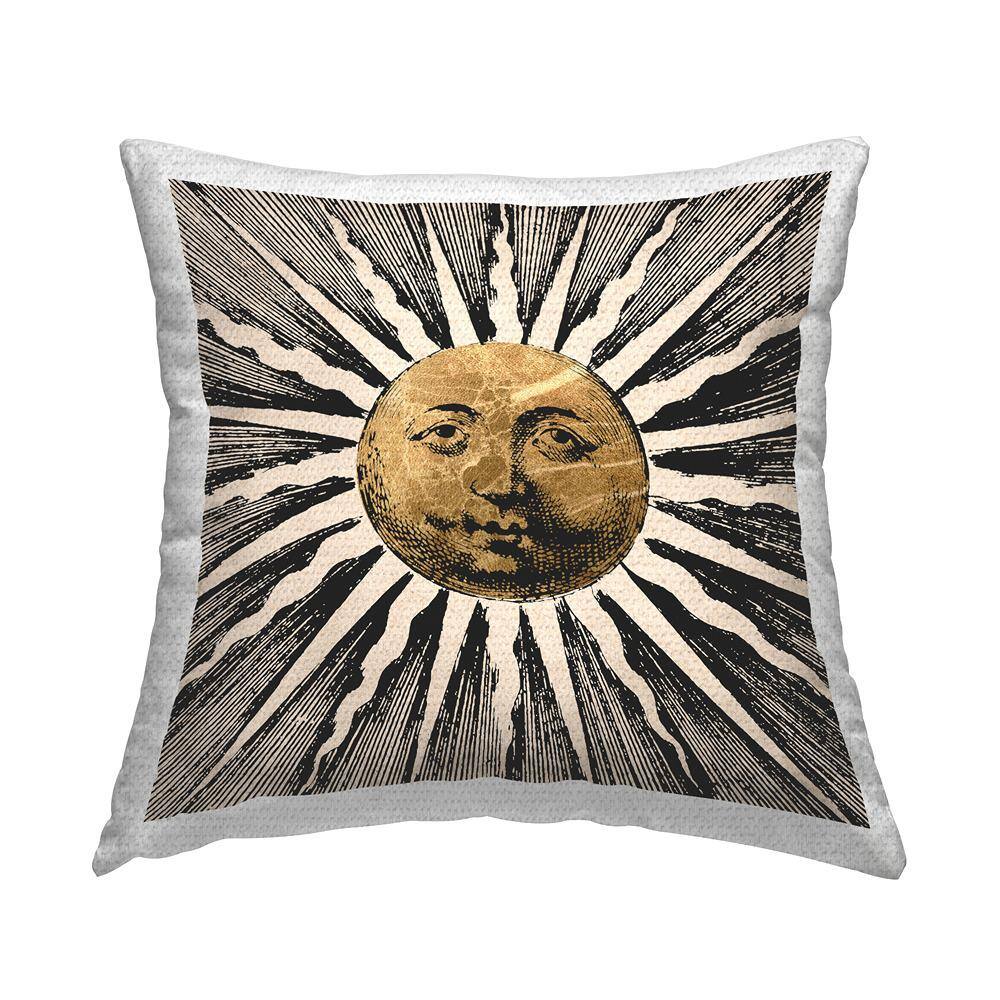 Detailed Sun Face Gold Square Outdoor Throw Pillow price history on PriceWatchPro