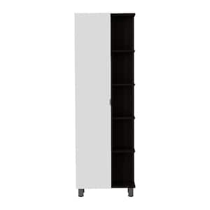 20.15 in. W x 8.58 in. D x 62.2 in. H Black Linen Cabinet Storage Cabinet with 9 Shelves and Single Mirror Door