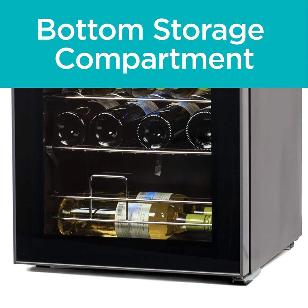 Black Stainless Steel Freestanding Wine Cooler with LED Lighting