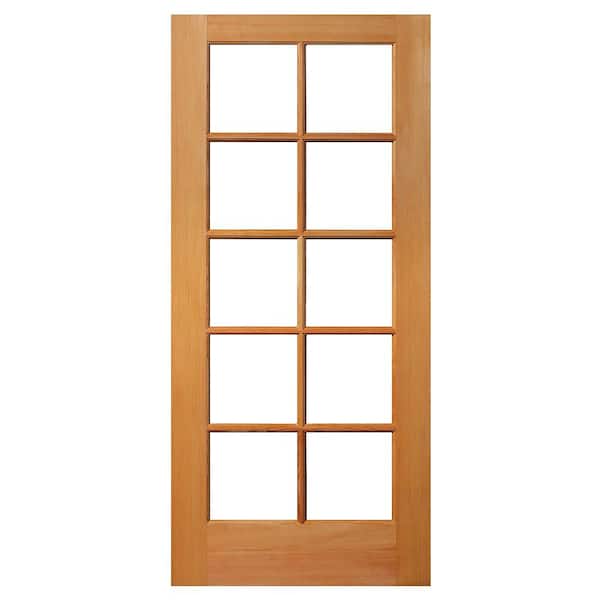 Builders Choice 24 in. x 80 in. Solid Core 10 Lite Clear Glass Unfinished Fir Wood Interior Door Slab