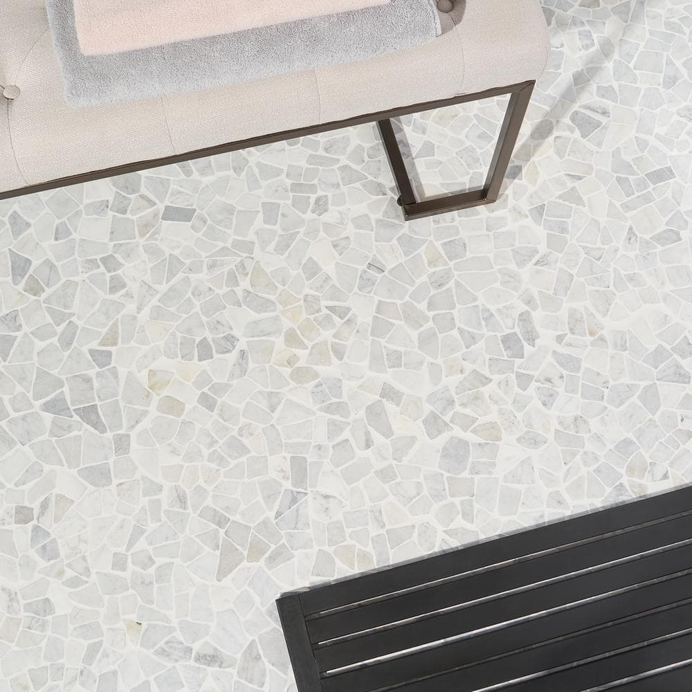 Landscape White Slate Pebble Mosaic Tile