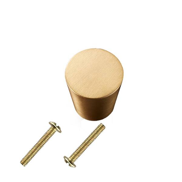 Circular Gold Knob with Half Knurled Side and Set Screw Set of 4 